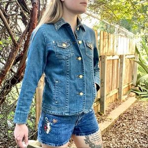 Vintage 90s Rhinestone Embellished Denim Jacket